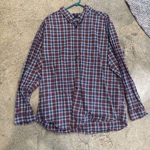 Columbia Men's Adult Sz XXL Button Shirt Long Sleeve Plaid Red Outwear Plaid Cot